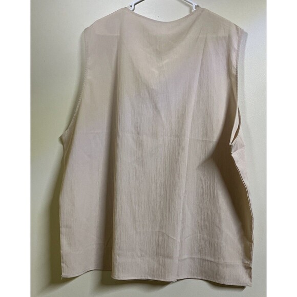 Women's Size 3XL Cream Sleeveess Blouse VNeck with Front Tie 100% Polyester - Picture 4 of 7